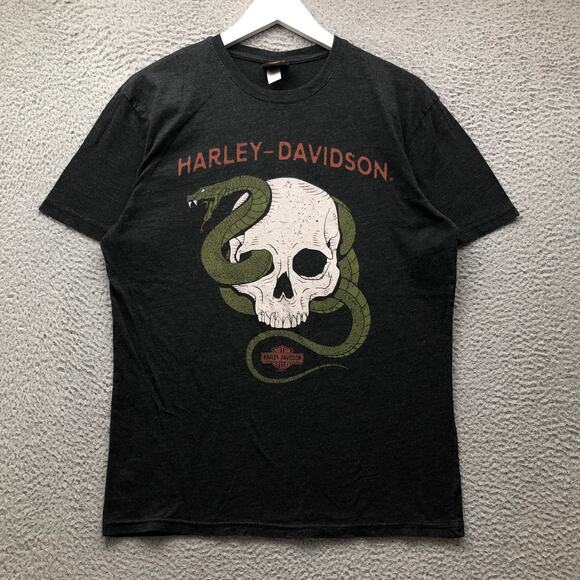 Harley Davidson Las Vegas Nevada Skull Snake T-Shirt Mens Large Short Sleeve - Picture 1 of 9